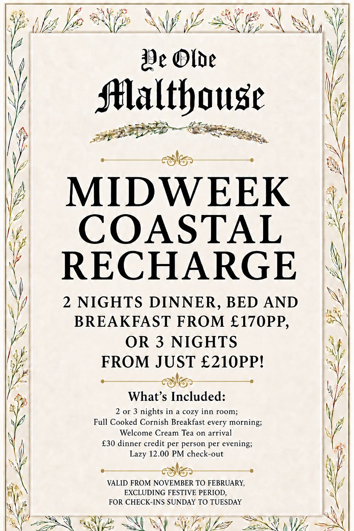 Midweek Coastal Recharge offer poster