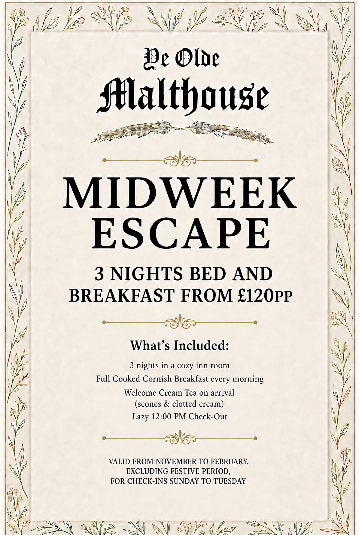 Midweek Escape offer poster